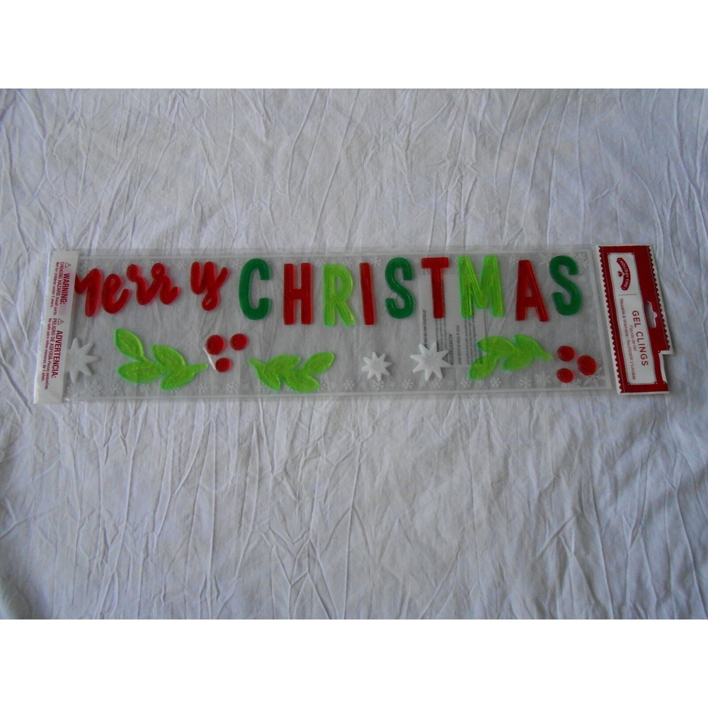 NEW Merry Christmas Holly window Gel‎ Clings Stickers 25 pcs Decor LARGE Winter!